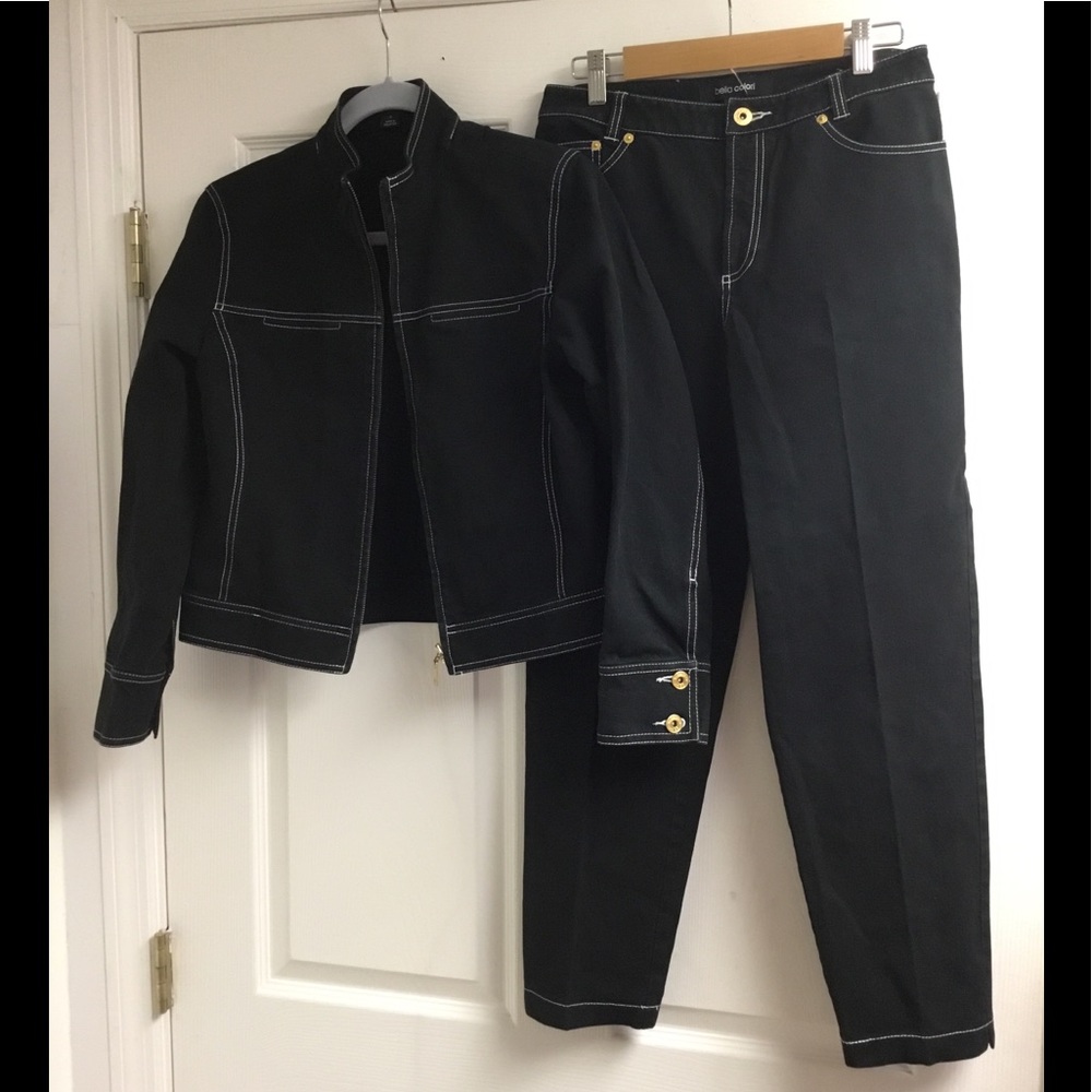 Bella Colori black denim jacket and pants set